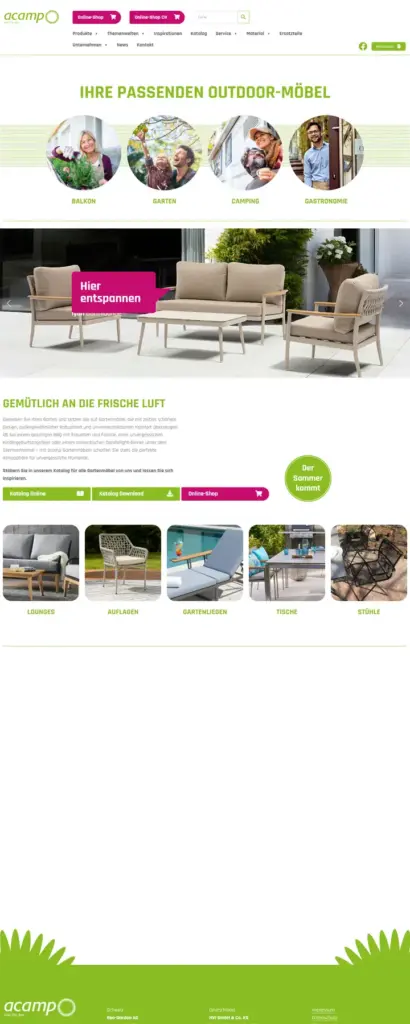 Startseite von Acamp