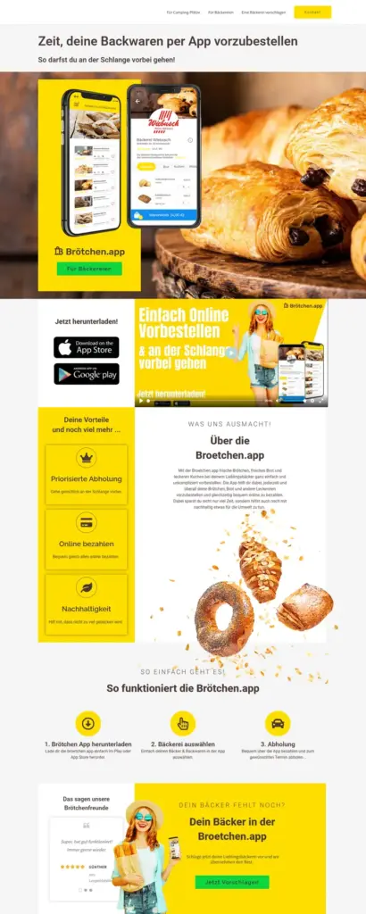 Startseite von Brötchen.app