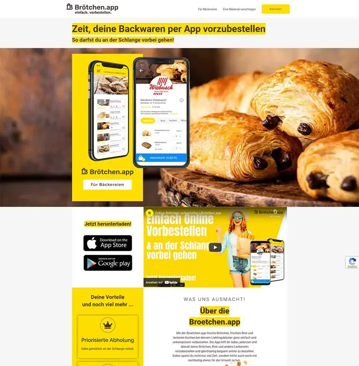 Startseite von Brötchen.app