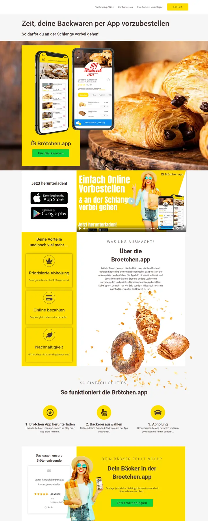 Startseite von Brötchen.app