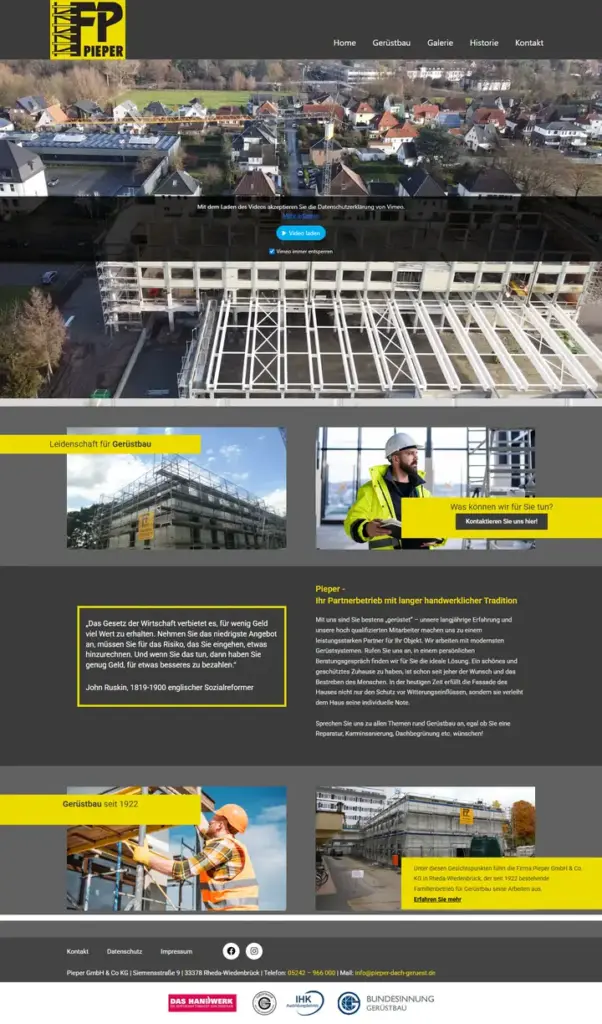 Startseite von Pieper Gerüstbau