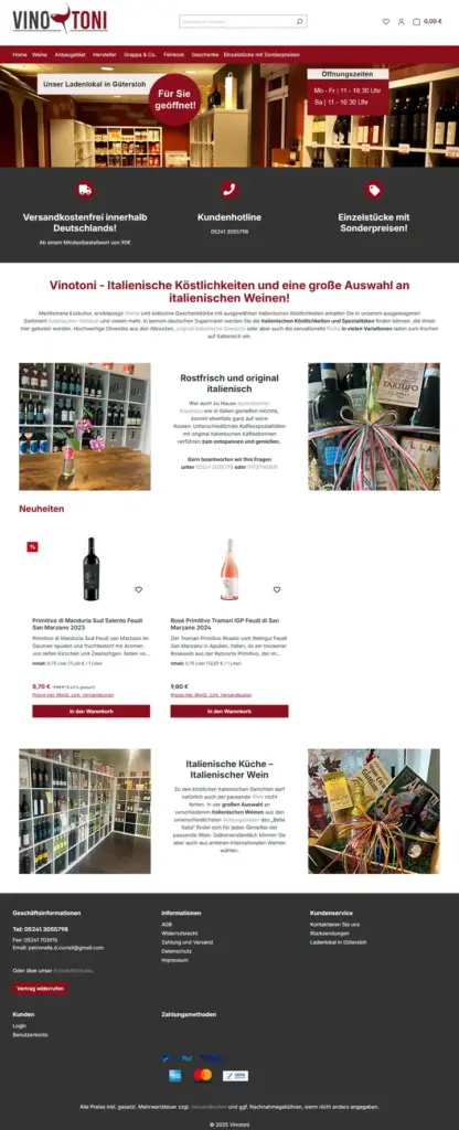 Startseite von Vinotoni